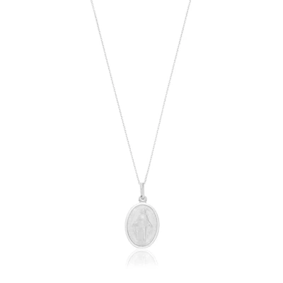 Lily & Roo Solid Sterling Silver Oval Virgin Mary Necklace