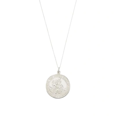 Lily & Roo Large Round Silver St Christopher Medallion Necklace