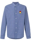 Ami Alexandre Mattiussi Button-down Shirt Smiley Chest Patch In Blue