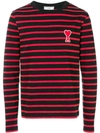 Ami Alexandre Mattiussi Ami De Coeur Long Sleeved T-shirt In 009 Black/red