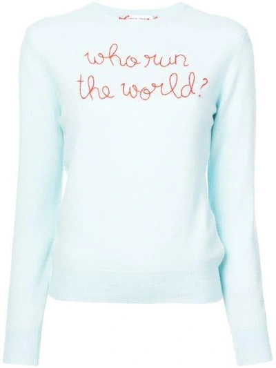 Lingua Franca Run The World Sweater In Blue