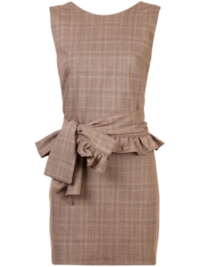 Maggie Marilyn I've Got Your Back Belted Checked Organic Wool Mini Dress In  Brown | ModeSens