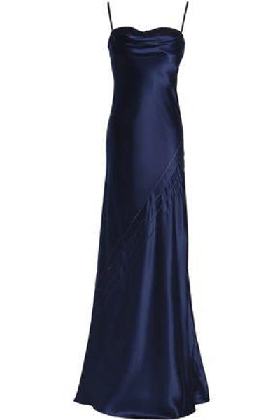 Amanda Wakeley Woman Fluted Silk-satin Gown Indigo