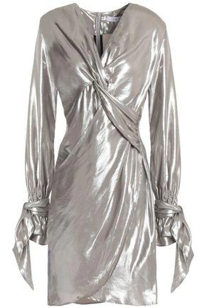 Iro Anabela Twisted Lam Mini Dress In Silver
