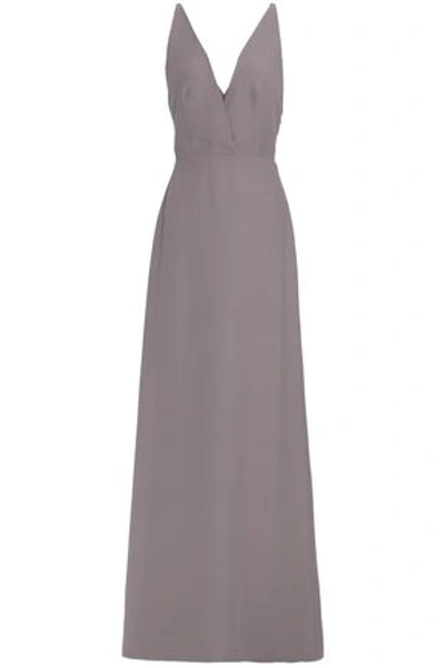 Valentino Open-back Silk-crepe Gown In Gray