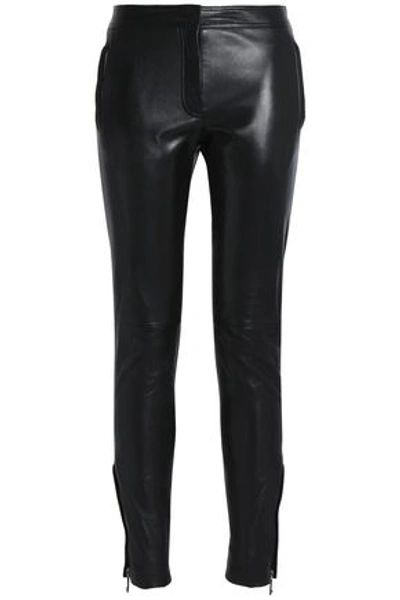 Valentino Woman Studded Leather Skinny Pants Black