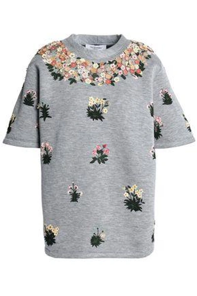 Valentino Embellished Mélange Modal Top In Gray