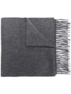 N•peal Woven Fringe-hem Scarf In Grey