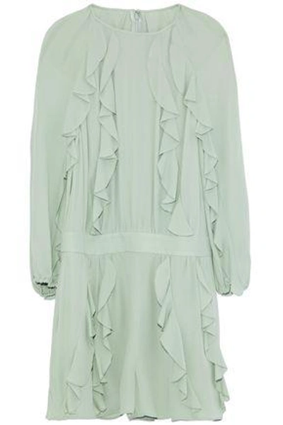 Valentino Ruffled Silk-georgette Playsuit In Mint