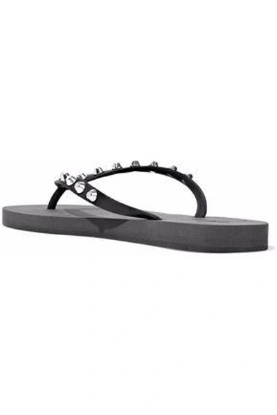 Giuseppe Zanotti Woman Hollywood Studded Rubber Flip Flops Black