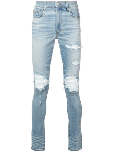 Amiri Mx1 Leather Patch Jeans In Blue