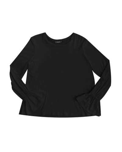 Terez Side Split Fluted-sleeves Top In Black