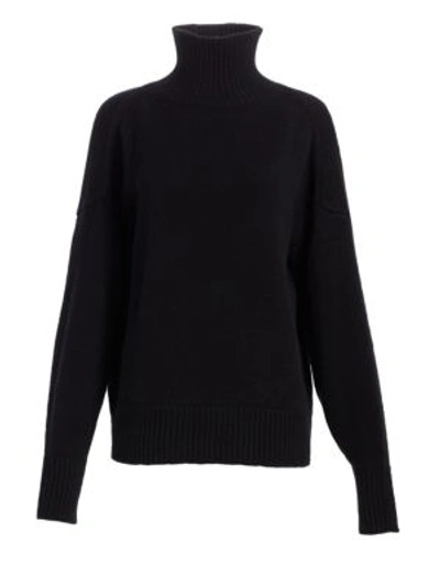 The Row Pheliana Turtleneck Melange Knit Cashmere Pullover Sweater In Black