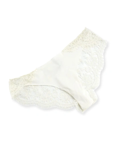 Id Sarrieri Fantasia Satin Lace Thong Underwear In Ivory