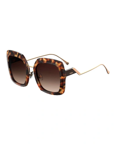 Fendi Oversized Square Acetate & Metal Sunglasses In Brown Gradient