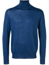 Canali Roll-neck Fitted Sweater - Blue