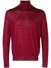 Canali Roll-neck Fitted Sweater In Red
