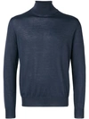 Canali Turtle-neck Fitted Sweater In Blue