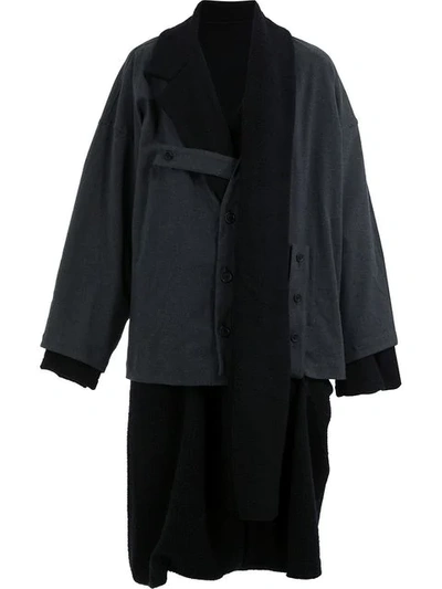 Yohji Yamamoto Oversized Layered Coat - Black