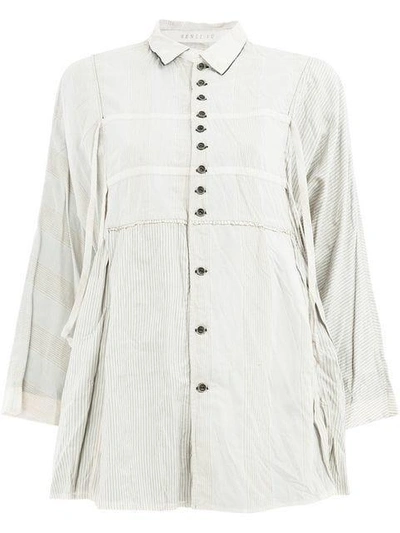 Renli Su Striped Button Up Blouse In White