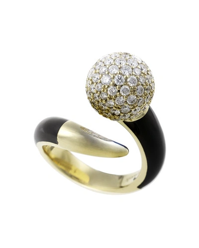 Nikos Koulis Lingerie 18k Gold Diamond & Black Enamel Ring
