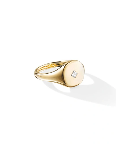 David Yurman Cable Collectibles Princess Cut Mini Pinky Ring In 18k Gold With Diamonds In White/gold
