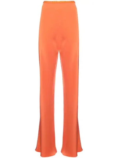 Peter Cohen Straight Silk Trousers In Yellow