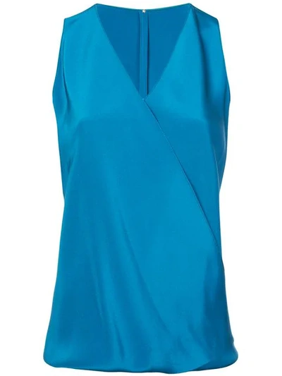 Peter Cohen Wrap Front Blouse In Blue