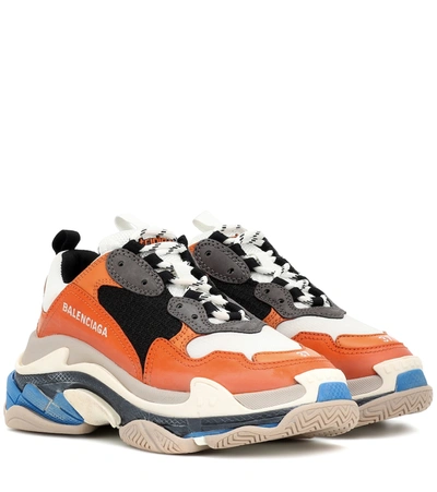 Balenciaga Orange And Multicoloured Triple S Sneakers