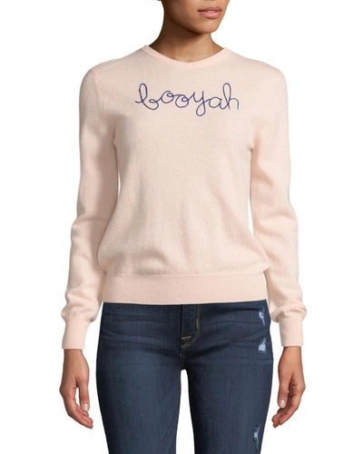 Lingua Franca Booyah Embroidered Cashmere Sweater In Light Pink
