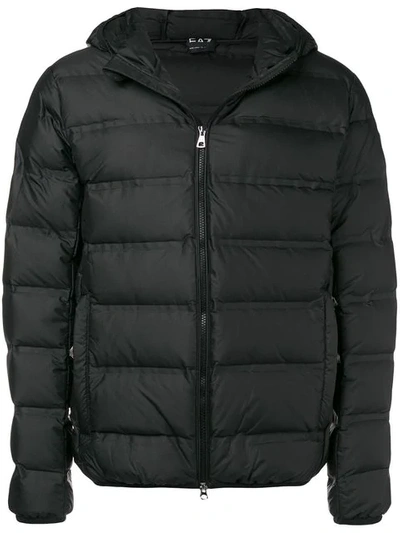 Ea7 Emporio Armani Hooded Puffer Jacket - Black
