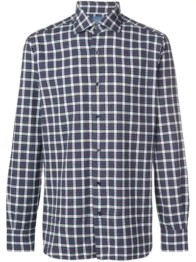 Barba Checked Button-down Shirt In Blue