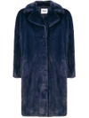 Stand Studio Camille Navy Faux Fur Coat In Blue