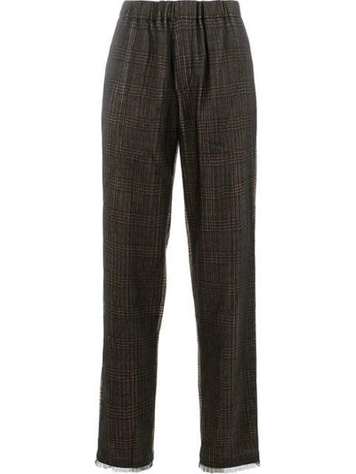 Quetsche Straight Checkered Trousers - Brown