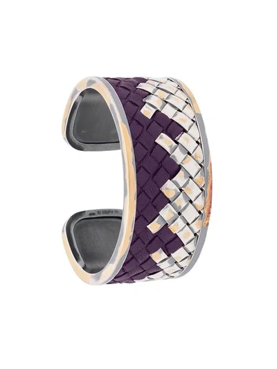 Bottega Veneta Woven Cuff Bracelet In Pink