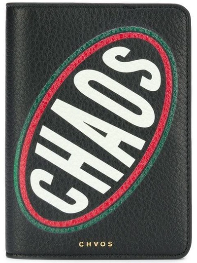 Chaos Exclusive Printed Leather Passport Cover In Black