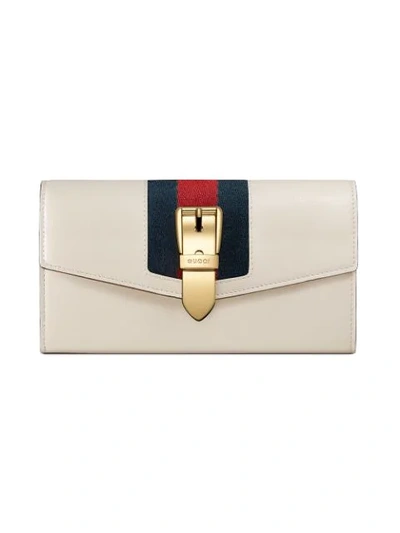 Gucci Sylvie Leather Continental Wallet In White