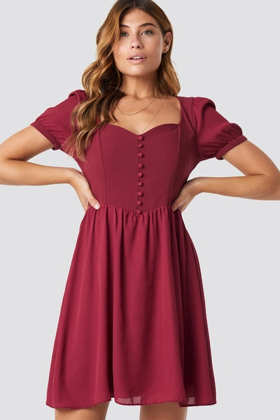 Trendyol Button Detailed Mini Dress - Red In Burgundy