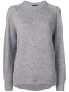 Theory Fine Knit Crewneck Sweater - Grey