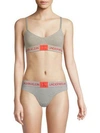 Calvin Klein Monogram Unlined Triangle Bralette In Grey