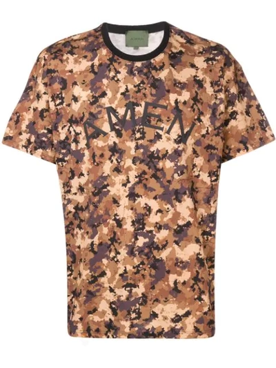 Amen Camouflage Cotton T-shirt In Marrone
