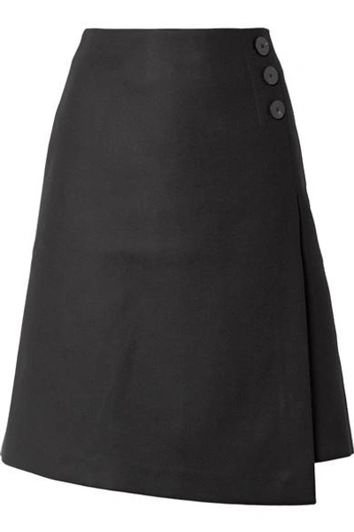 Cefinn Wool-blend Wrap-effect Skirt In Black