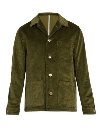 De Bonne Facture Patch-pocket Cotton-corduroy Jacket In Army Green