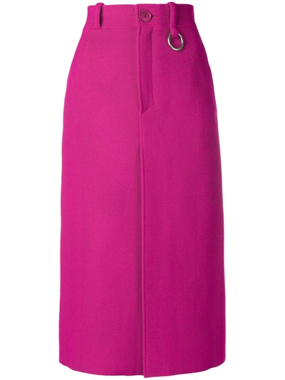 Balenciaga Herringbone Weave Wool Blend Pencil Skirt In Pink
