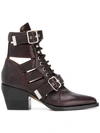 Chloé Rylee Cutout Snake-effect Leather Ankle Boots In Purple