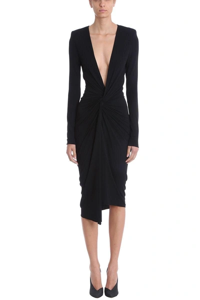 Alexandre Vauthier Black Jersey Knot Maxi Dress