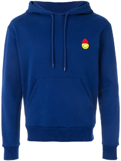 Ami Alexandre Mattiussi Hoodie With Patch Smiley In Blue