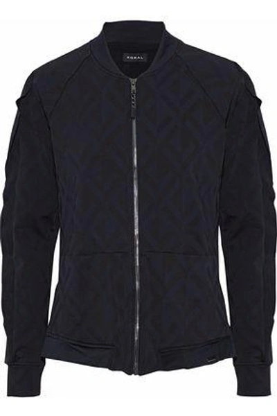 Koral Woman Glance Ruffle-trimmed Jacquard Bomber Jacket Black