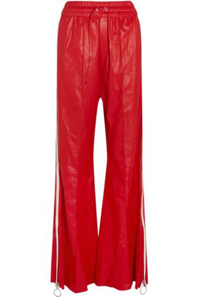 Off-white Striped Leather Wide-leg Pants
