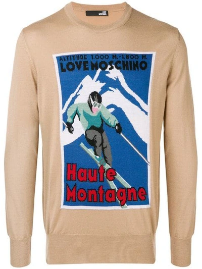 Love Moschino Ski Knit Sweater - Brown In Ddark Beige